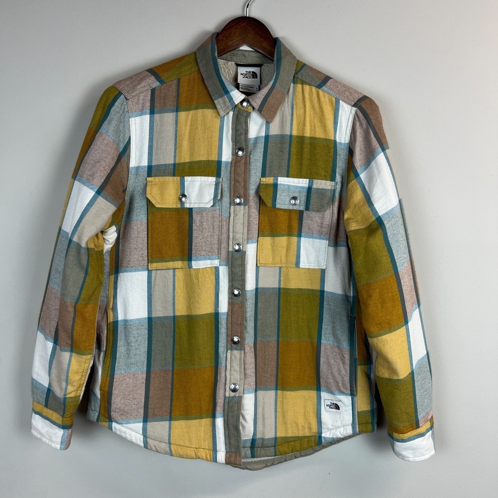 The North Face Campshire Flannel Shacket Shirt Jacket Women M Sherpa Lined Plaid